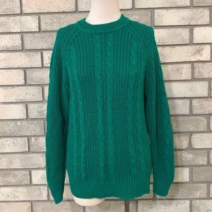 Green Cable Knit Women's Sweater